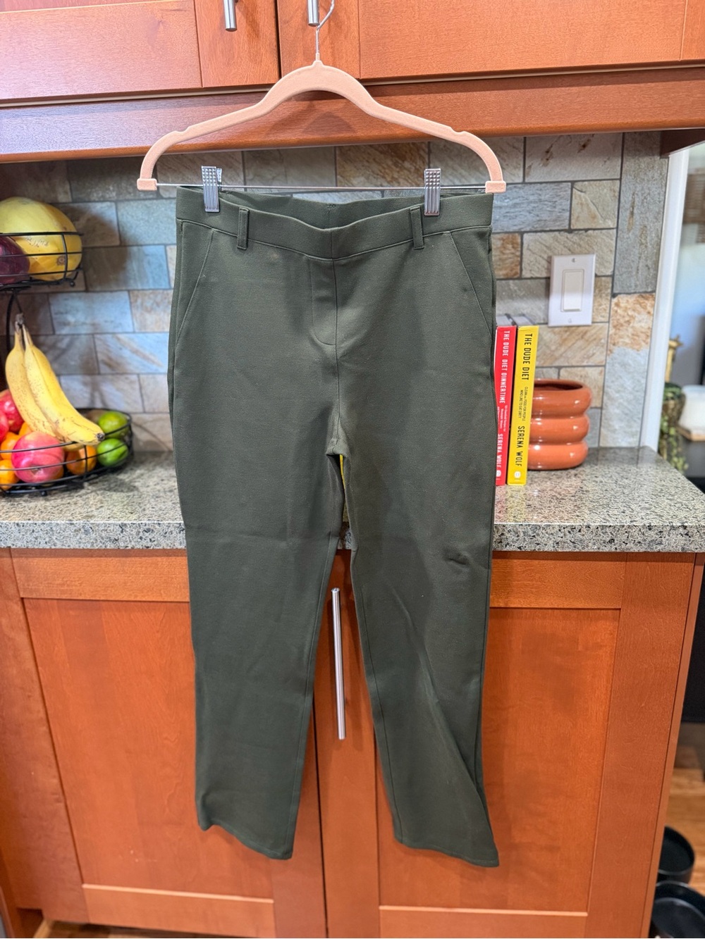 Women’s Quince Olive Green Ultra Stretch Ponte Straight Leg Pants